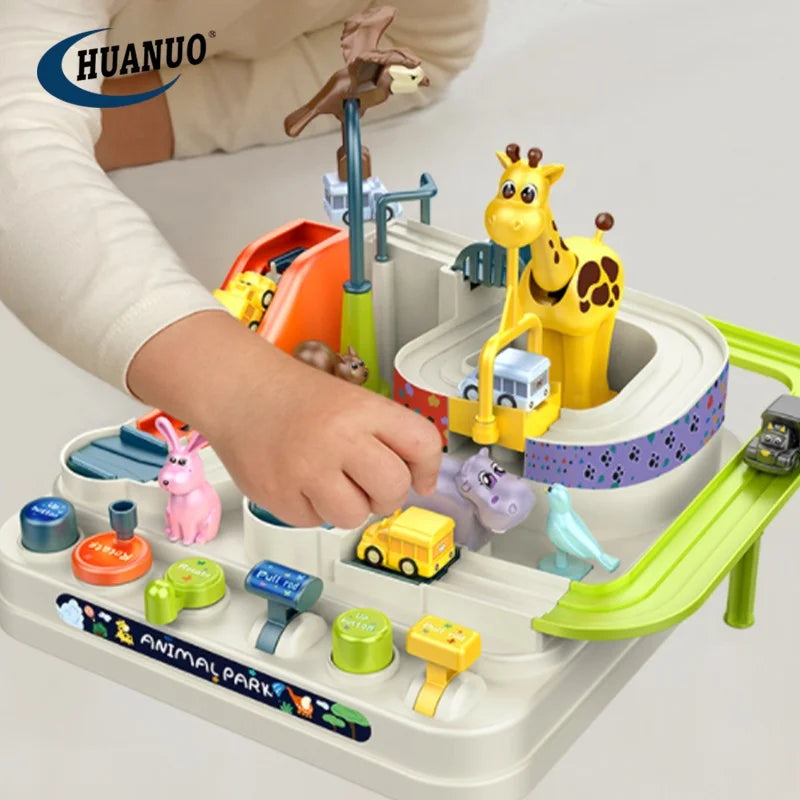 Best Sale Kids Animal Parking Lot Car Crash Adventure Track Toys Game Animal Car Children's Adventure Toys