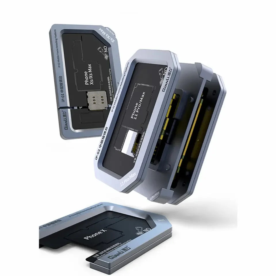 QIANLI Metal Mid-Layer Frame Reballing Stencil BGA CPU IC Tin Planting Platform Positioning Fixture Tools for Iphone X/XS/MAX