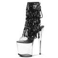 8Inch Pole Dance Shoes Glitter Fringe Open Toe Exotic Dancer Fashion Platform New 20cm Ankle Boot Stripper Heels Bling Nightclub