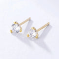 Fashion Women Minimalist Ear Jewelry S925 Sterling Silver Pave Clear Cubic Zirconia Stud Earring