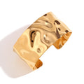 Chunky Hammered Cuff Bangle Gold Plated Jewelry Waterproof Stainless Steel Fashion Jewelry