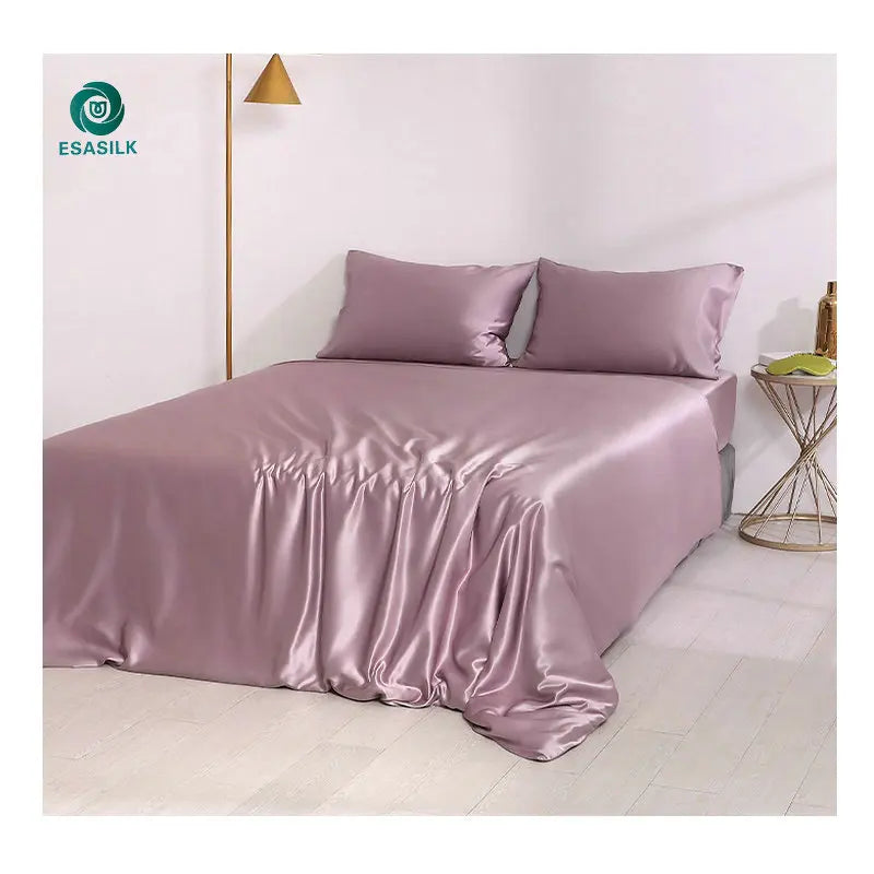 22 Momme 1-Piece Mulberry Silk Satin Duvet Cover Set 9 Color Plain Pattern Bedding for Home Use or Hotels in Stock