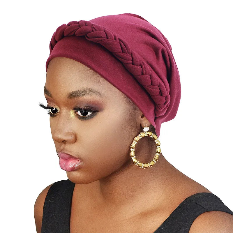 Hot Sale Back Elastic Solid Color African Bamboo Turban Hats for Women Chemo Cap Turban Hijab Women