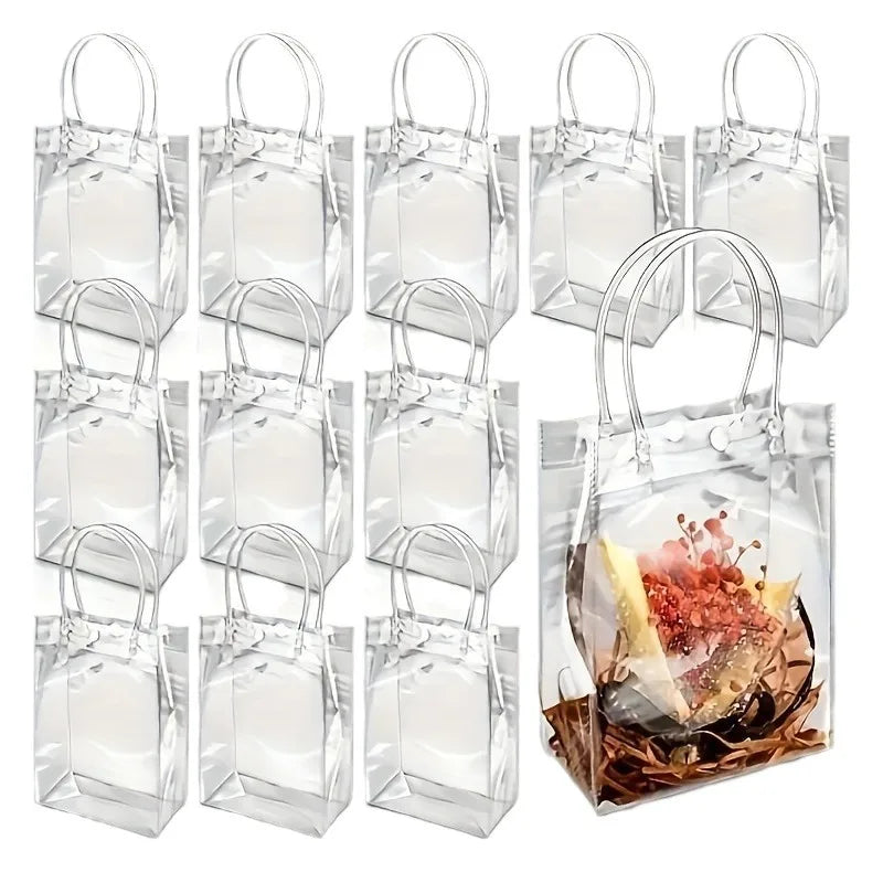 Thickened 360Î¼m Transparent PVC Plastic Handbag Celebrity Handheld Shopping Bags Clear Plastic Gift Bags with Handles