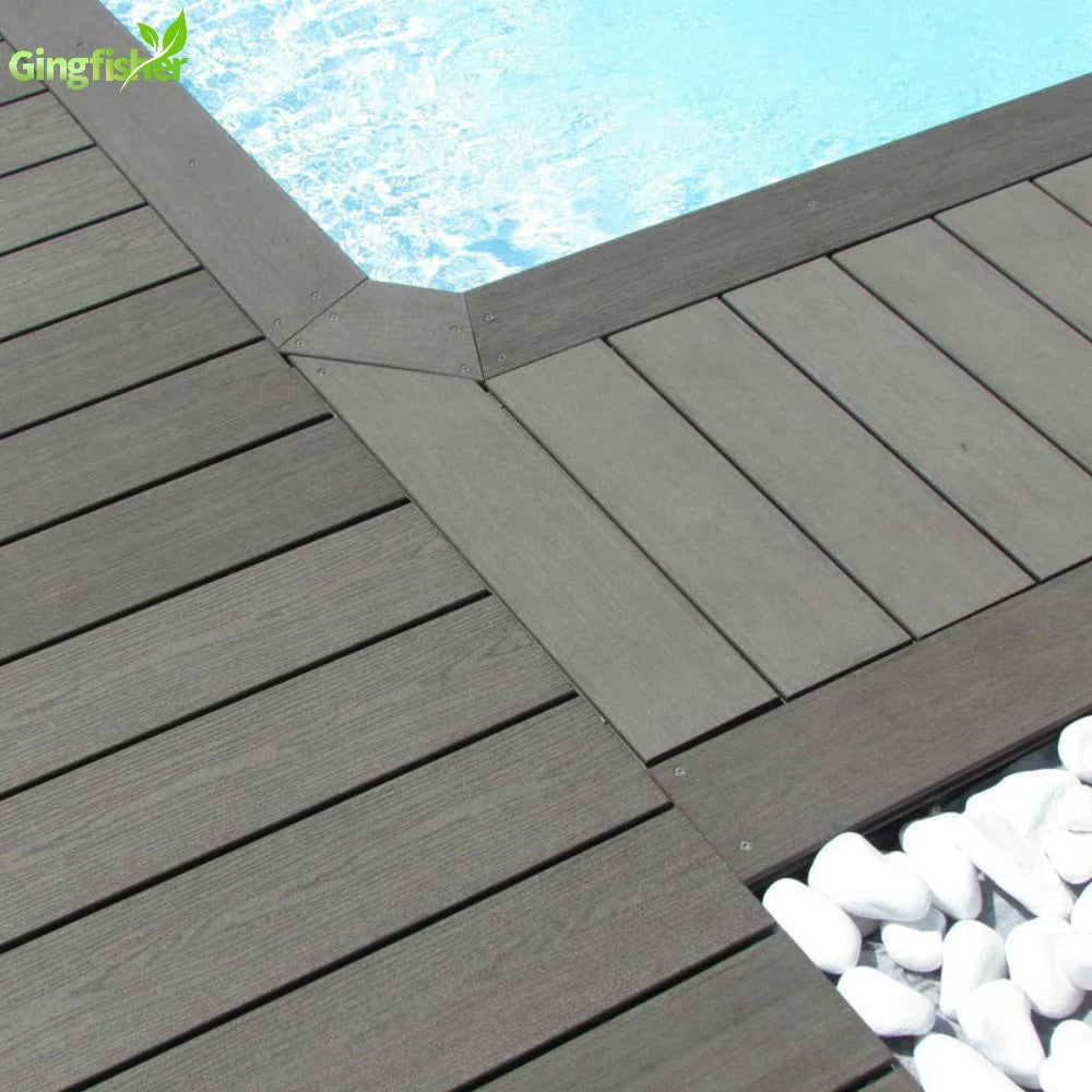 Non Slip Brushed Modern Outdoor WPC Recycled Wood Composite Plastic Timber Decking Planks