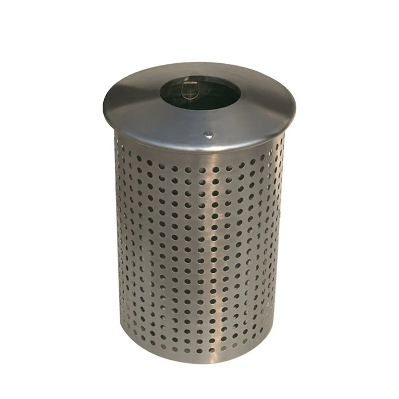 Outdoor Big Round Stainless Steel Garbage Trash Can Outside Park Street Metal Waste Bin Public Commercial Ss Recycle Dustbin
