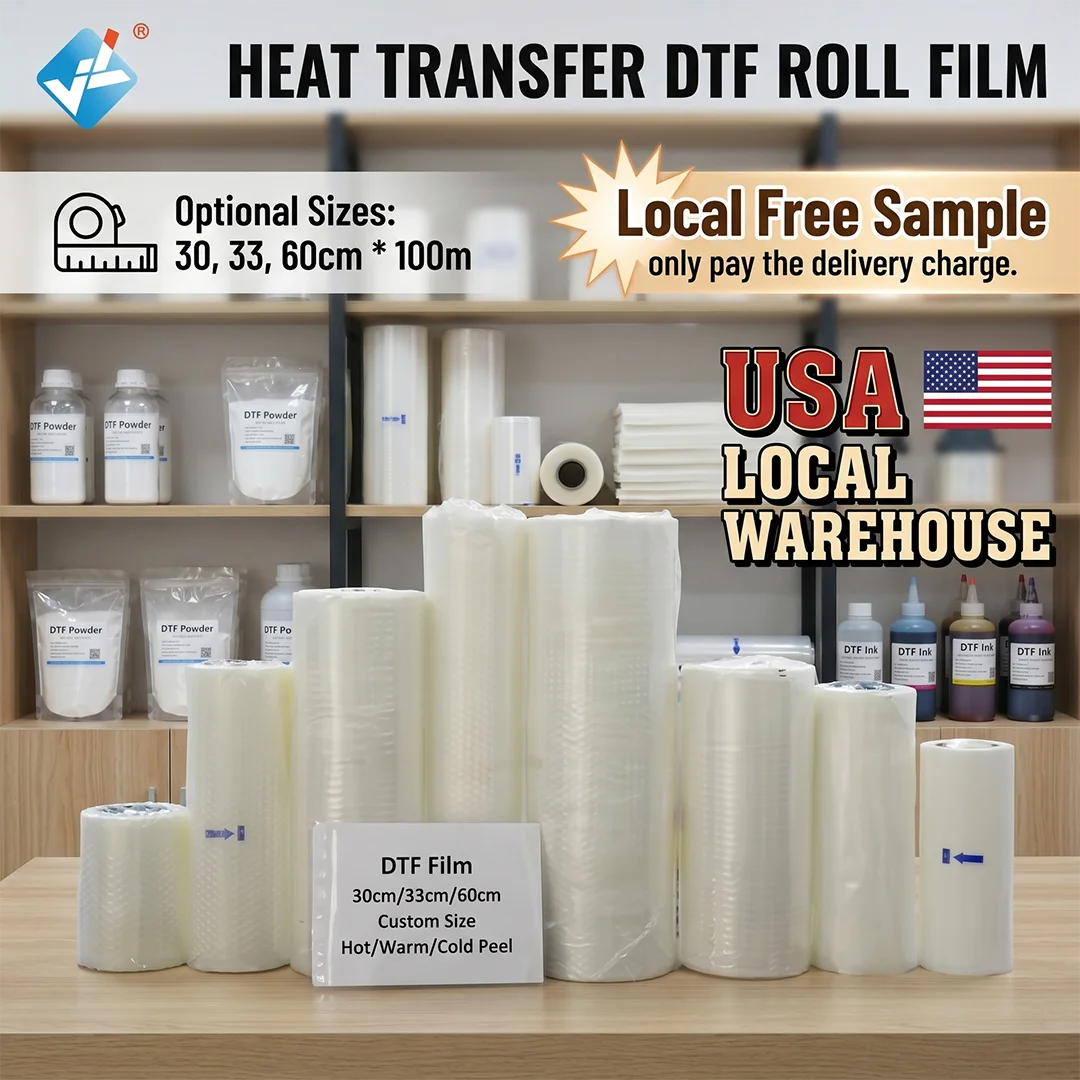 DTF PET Film 24 Inch 60cm Glossy Matte Hot Peel 13 Inch DTF Rolls 30cm Transfer Film for DTF Printer Digital Printing Film MegaBDM