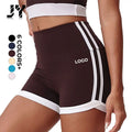 JY-CY3234 New Design Wholesale Custom Spandex/Nylon Shorts Side White Line Compression High Waist Four-Way Stretch