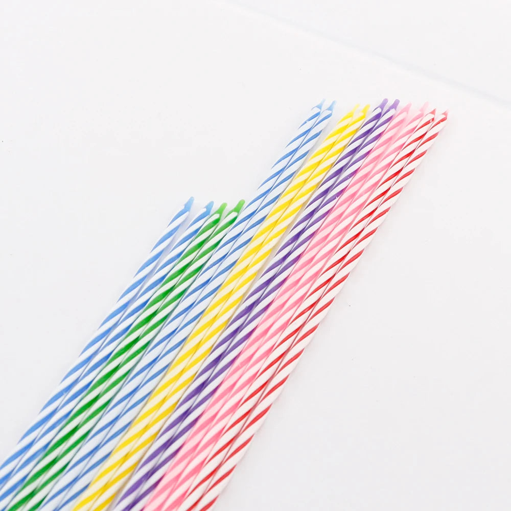 12 Pcs Per Pack Food Grade Foil Wrapped Spiral Long Birthday Candles for Parties