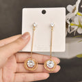 Trendy and Stylish Ear Accessories - Shimmering Zirconia Ear Studs with Dangling Pendants Layered Circular Hoop Earrings