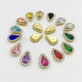 SINRONG Double Diamond Crystal Rhinestones Drop Shape 8*13 Flat Back for Shoes Clothing Luggage Glue-On Technique