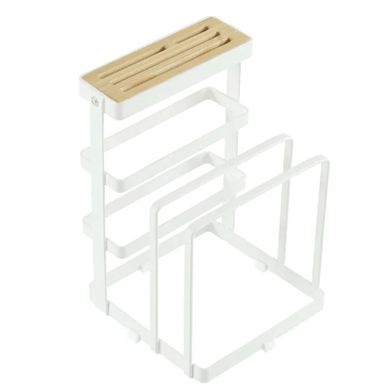 Japanese-style Wrought Iron Standing Double Non-folding Knife Storage Rack Multi-purpose Chopping Board Rack Kitchen Tableware