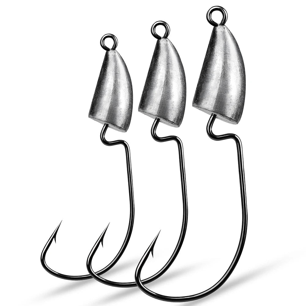 SNEDA New Fishing Hook5pcs/bag 5g 7g10g 14g Bullet Jig Head Carbon Steel Hook Weedless Offset Worm Fishing Hook Lure