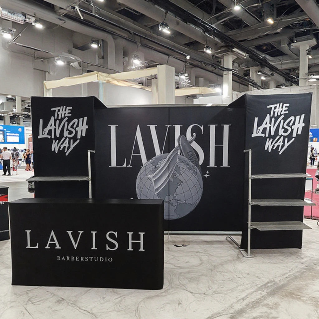 Portable Tradeshow Displays 10X10ft Trade Show Exhibition Booth with Shelves for Advertision