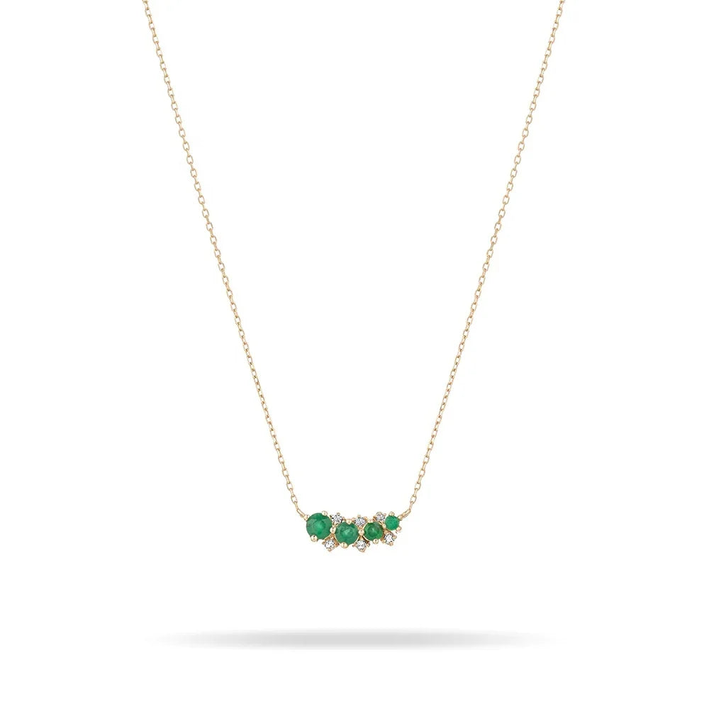 LOZRUNVE 925 Sterling Silver Gold Classic Emerald Ruby Sapphire Curve Necklace Women Girl