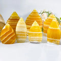 Wholesale Natural Yellow Calcite Flame Crystal Healing Polished Teardrop Freeform Banded for Home Decoration and Gifts