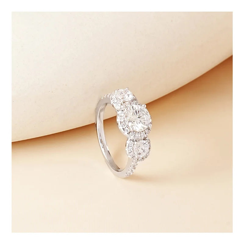 Customizable S925 Silver Ring Set with Mossan Stone for Weddings Engagements Gifts Parties Anniversaries
