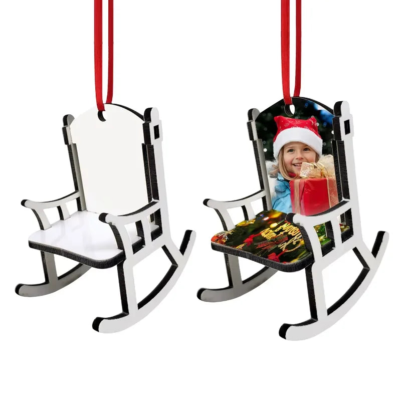 RubySub MDF Wooden Memorial Bench Sublimation Christmas Decorations Ornament Rocking Chair for Holiday Gifts