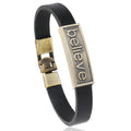 Vintage Style Genuine Leather Cuff Bracelets for Men Easy Hook Bangle Believe Simple Fashion Accessory