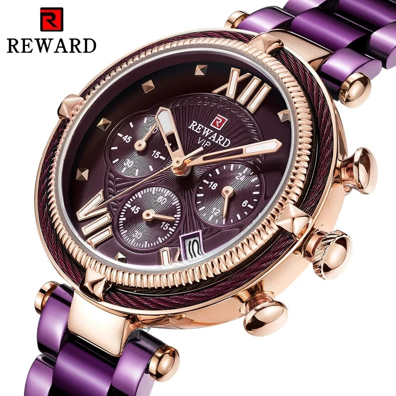 REWARD Clock RD63084L Women Watch Fashion Dress Chronograph Stainless Steel Quartz Bracelet Ladies Wristwatches Relogio Feminino