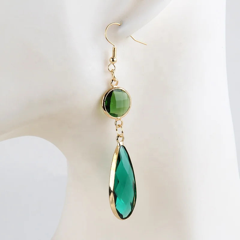 Fashion Delicate Wedding Party Gifts Trend Women Jewelry Zinc Alloy Earrings Round Crystal Connect Drop Earring