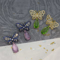 Ilona Newest Women Vintage Butterfly Pendant Stud Earrings Luxury Copper Zircon 18k Gold Plated Gift Wholesale