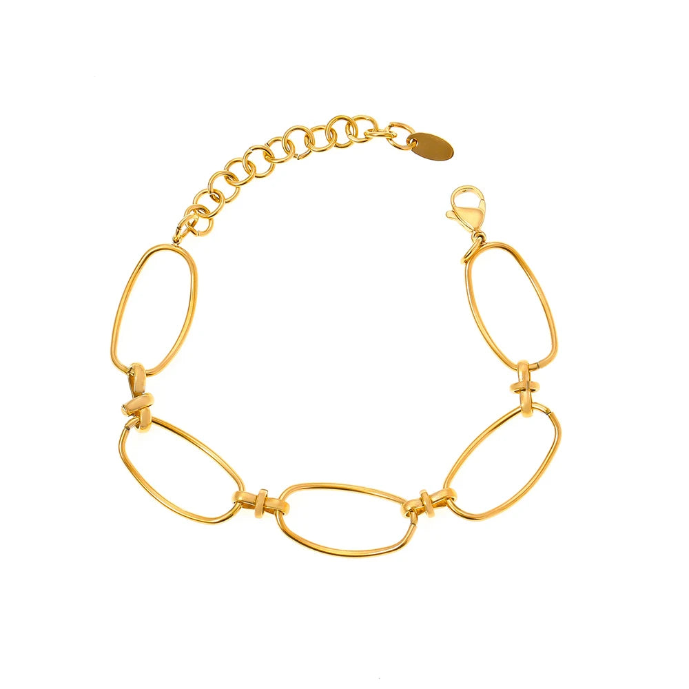 Personalized Minimalist Casual Accessories Geometric Shape Splicing Bracelet Design Sense Titanium Steel Gold Plated Bracelet