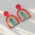 Korean Polymer Clay Classic Chandelier Earrings Crystal Rhinestone Geometric U-shaped Rainbow Color Heart Design Women's Jewelry