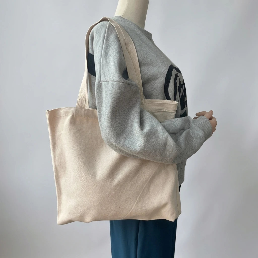 Factory Price Custom Logo Print Eco-friendly Recycled Cotton Bag Letter Pattern Medium Size Wholesale Reusable Shopping