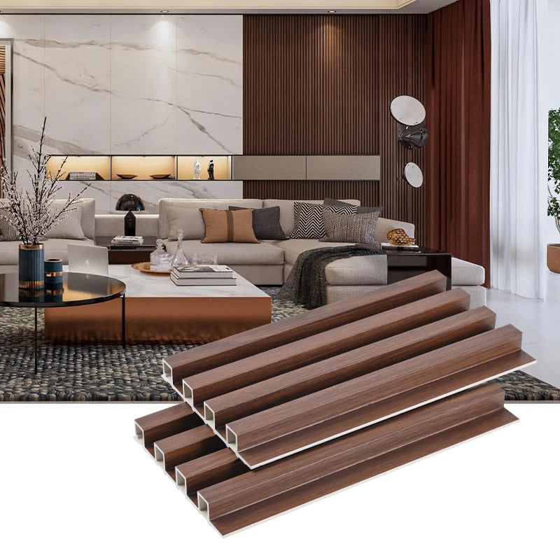 Plastic WPC Wall Panel Damp-Resistant and Fireproof with Fluting for Indoor Villa Applications