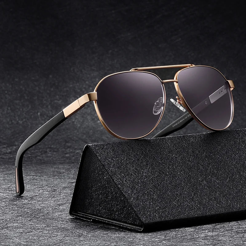 Luxury Metal Pilot Shades New Retro Double Bridge Designer Sunglasses with UV400 Gradient Lenses for Outdoor Use