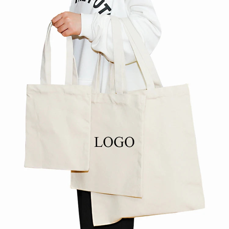 Wholesale Custom Printed Tote Canvas Bag with Long Rope Handle Reusable Cotton Shopping Bags for School Work Daily Life