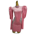 Elegant Puff Sleeve Crystal Graduation Wedding Cocktail Sheath Dress Dinner Gown Women Fringes Evening Party Celebration Dress