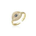 Classic Copper Micro-inlaid Zircon Evil Eye Open Ring for Women Adjustable Gold Ring Environmentally Friendly Ring