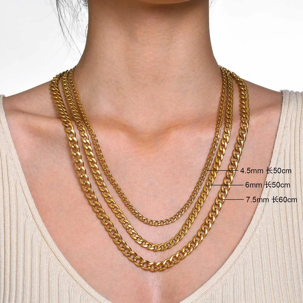 Joolim Jewelry 18K PVD Gold Plated High Quality Polished Shiny  Chunky Cuban Chain Stainless Steel Unisex Necklace