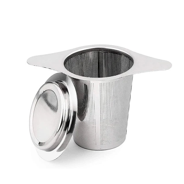 WELAND Customized Logo Perfect Size Double Handles Stainless Steel Tea Infuser Mesh Strainer With Lid