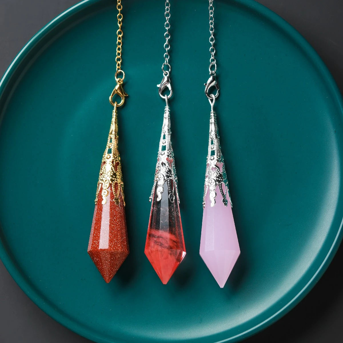 Wholesale Crystal Pendulum Rose Quartz  Folk Crafts Crystals Healing Stones