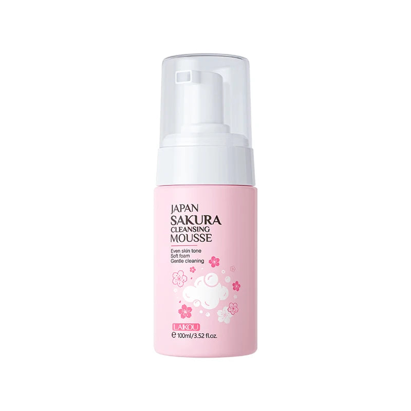Laikou Japan Sakura 100ml Gentle Cleansing Mousse Soft Foam Face Cleanser with Hyaluronic Acid Anti-Wrinkle Cream