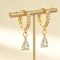 2022 Fancy Stud Elegant Copper Dangle Hoop Earring Water Drop Zircon Earrings