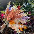 Hot Sale Artificial Violet Silk Flower Flocking Delphinium for Wedding Decorative Home Party Flowers