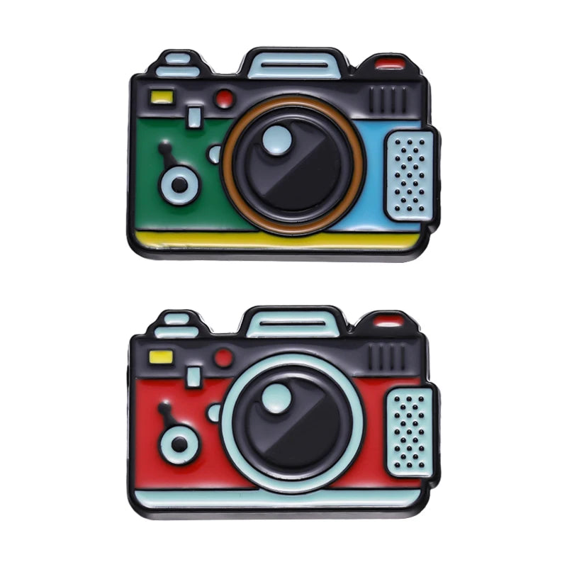 Cartoon Retro Camera Enamel Pin Funny Lapel Recording Badge Personalized Photo Jewelry Gift for Kids Colorful Brooch