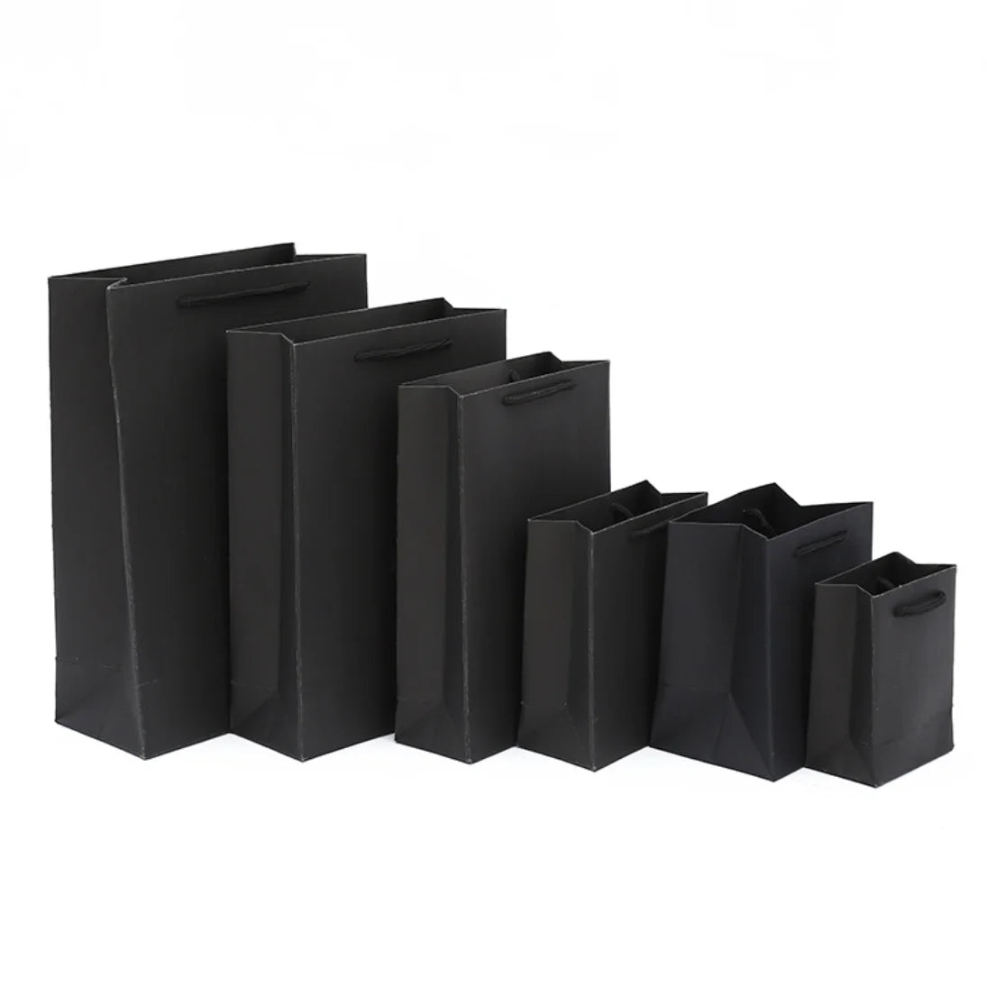 Wholesale Professional Recyclable Customized Eco-Friendly Matte Black Paper Bags Cotton Handle Screen Printed for Clothing Shoes