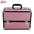 Pro Portable Women Makeup Train Case Aluminum Cosmetic Case With Trays Organizer Makeup Suitcase for Makeup Artist
