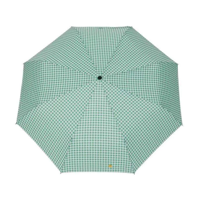 Custom Printing Grid Umbrella Market Fashion Rain Wooden Handle Umbrella Wholesale