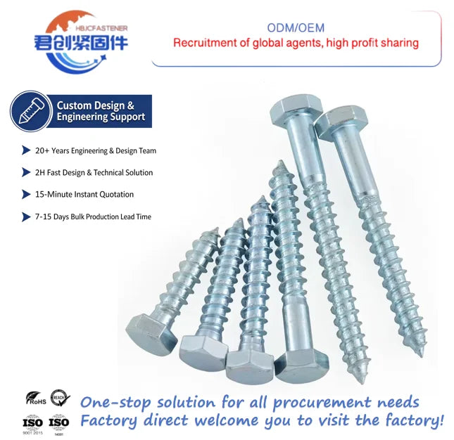 Galvanized Self-Tapping Wood Screws M6 M8 M10 M12 Sizes 20mm Length Coarse Thread Titanium Stainless Steel for Plastic Metric