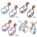 New Colorful Korea Handmade Wooden Straw Braid Human Face Drop Earrings for Women