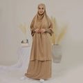 Loriya Plus Size Women Dress Hijab Abaya Muslim Dress Traditional Islamic Clothing 2 Piece Abaya Set Prayer Abaya
