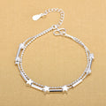 Silver Color Ball Chain Women Handmade Strand Star Beads Beaded Bracelets