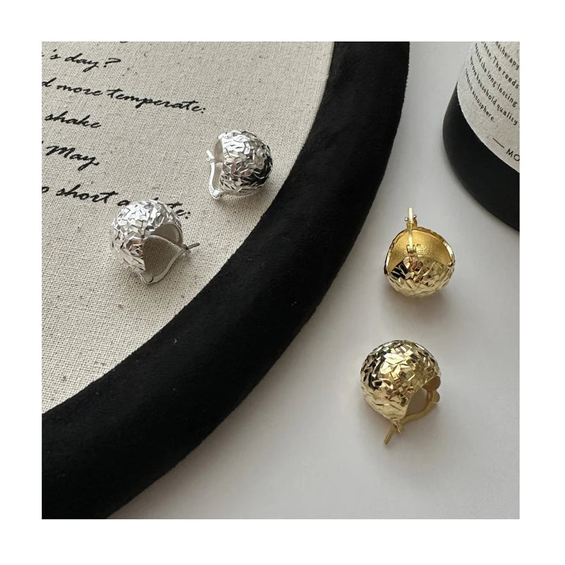 Unique Design 925 Sterling Silver Broken Ice Round Clip Earrings for Women Gifts Fine Jewelry