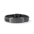 MECYLIFE Black Micro Fiber Leather Bracelet Mens Fashion Stainless Steel Personalized Bracelet Braided Bracelets